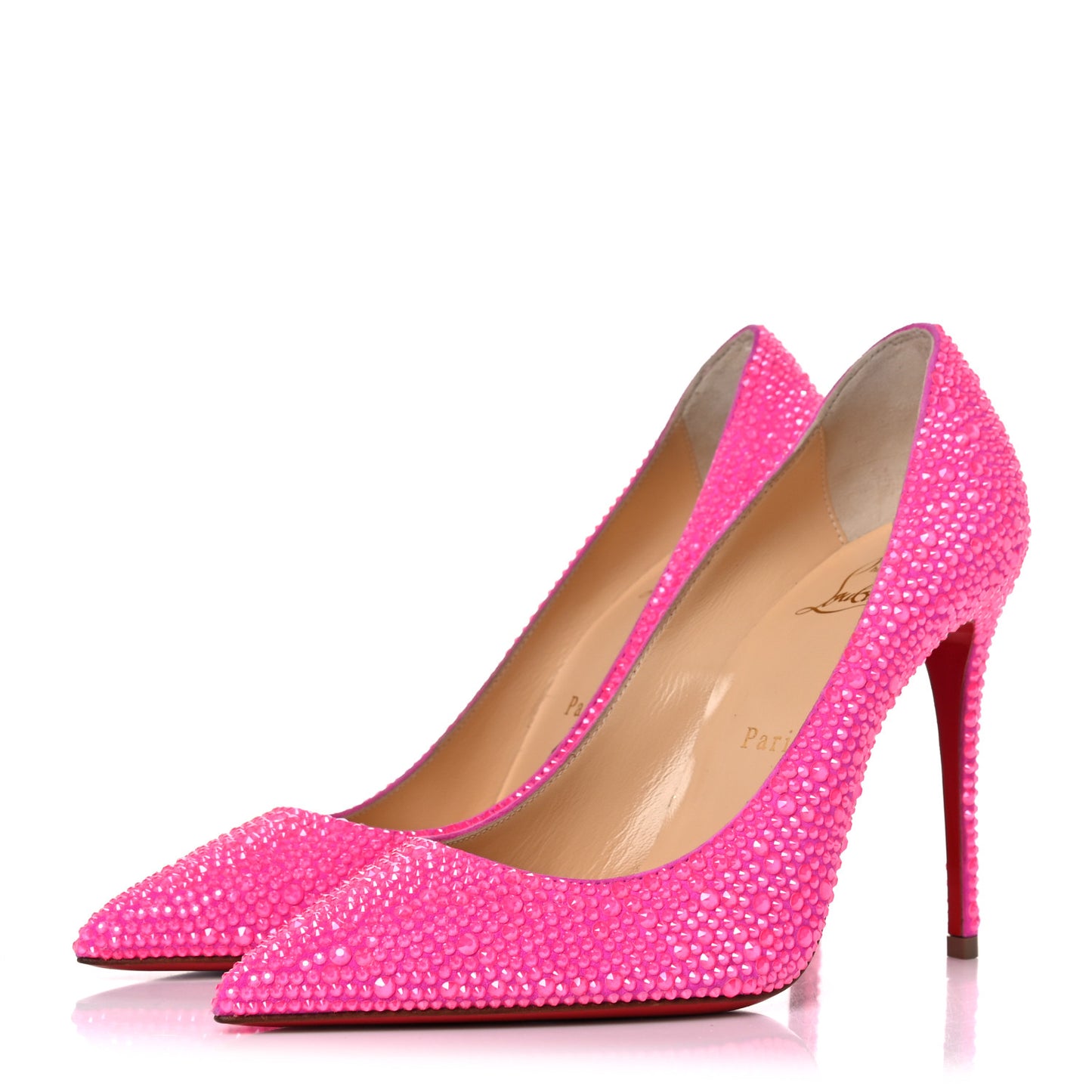 Veau Velours Strass Kate 100 Pumps 36 Diva Pink Fluo