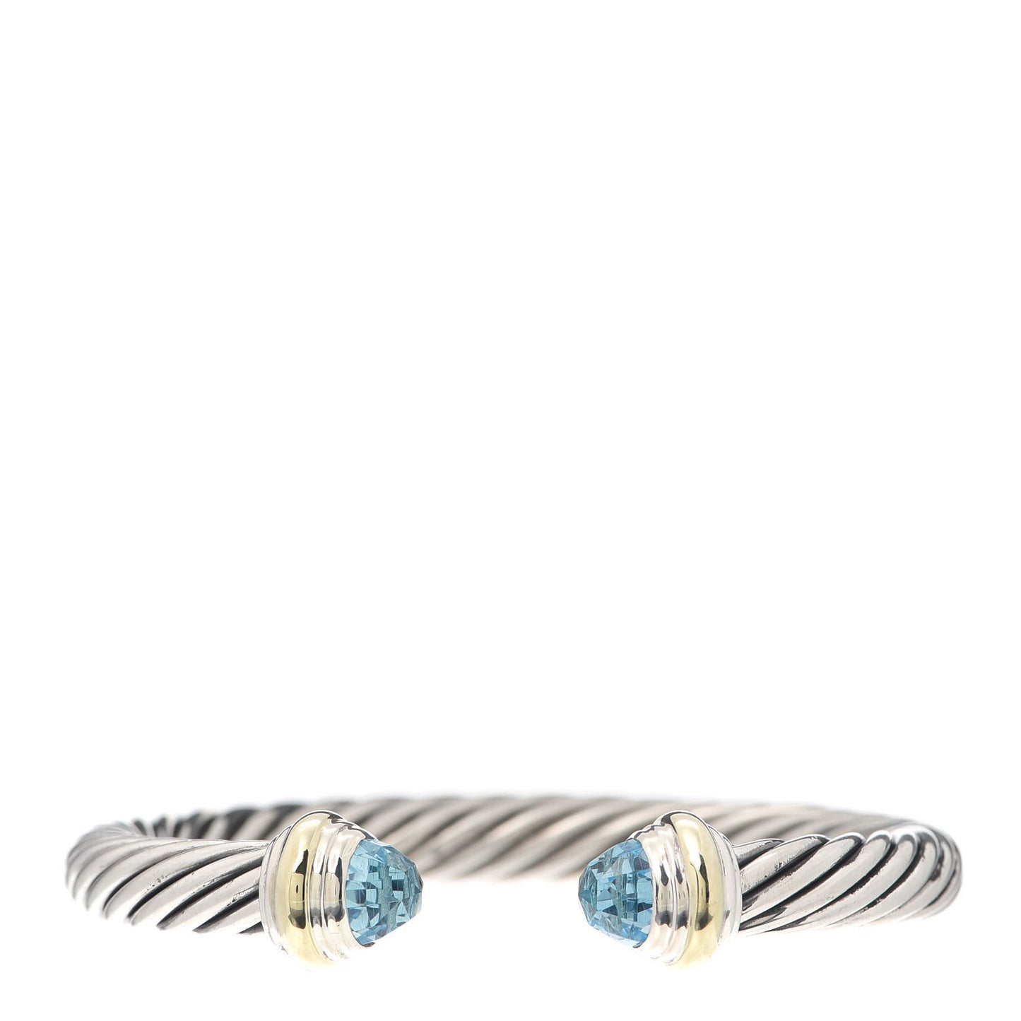 Sterling Silver 14K Yellow Gold Blue Topaz 7mm Cable Classics Bracelet