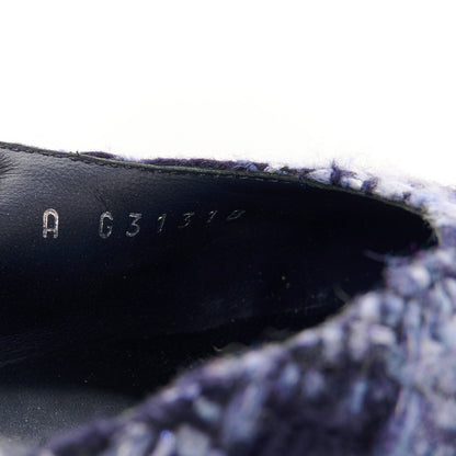 Chanel Tweed Cap Toe CC Slingback Pumps 36.5 Navy Blue Black 9 of 9