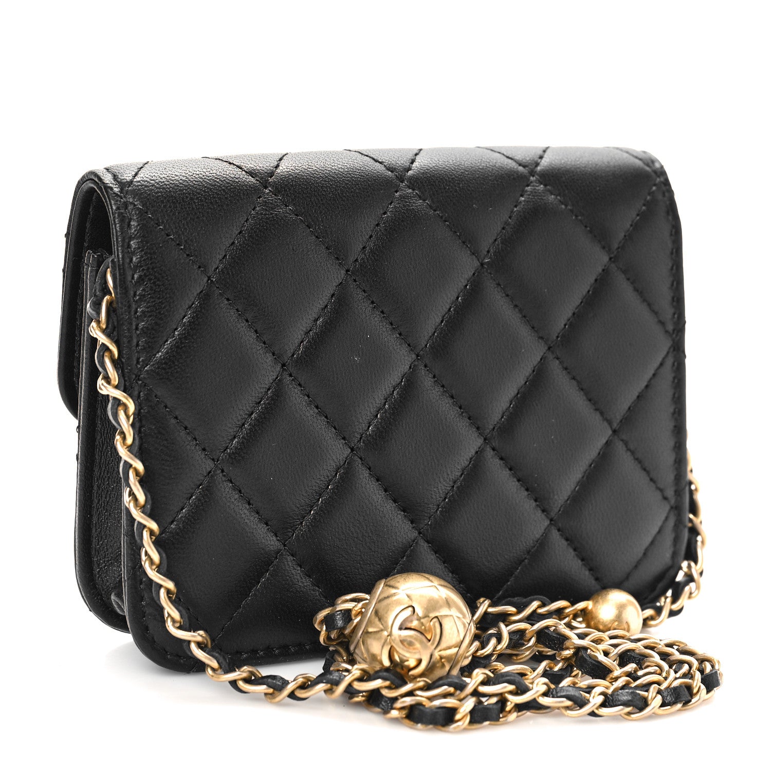 Chanel Lambskin Quilted Pearl Crush Clutch With Chain Black 3 of 10