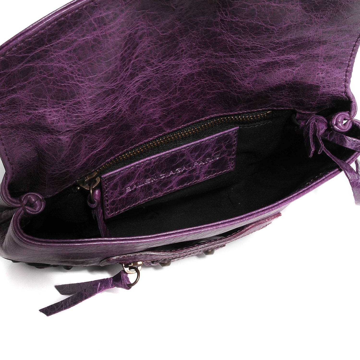 Balenciaga Agneau Classic Hardware Pouch Flap Clutch Raisin 6 of 8