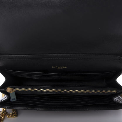 Saint Laurent Lambskin Diamond Quilted Becky Chain Wallet Black 5 of 9