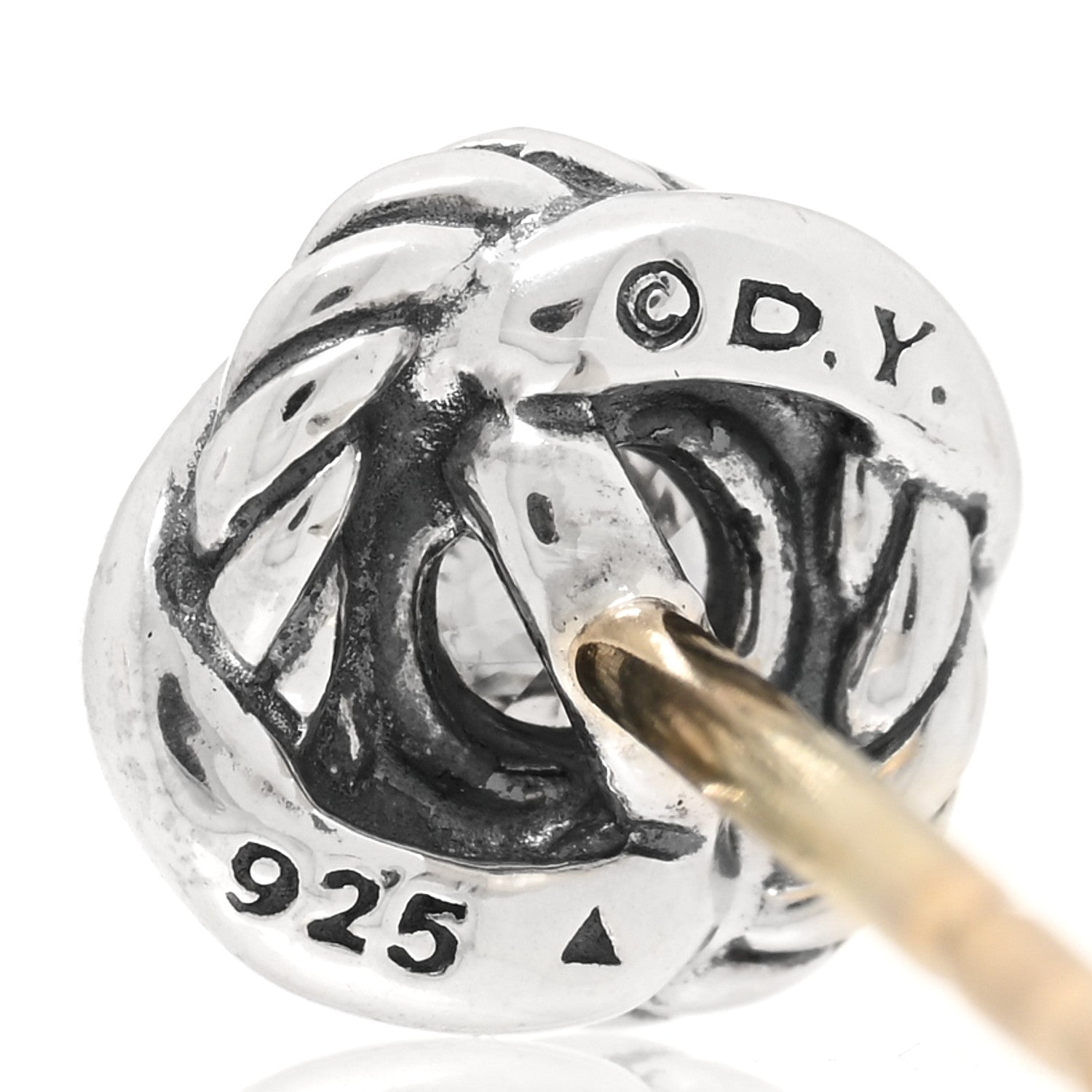 David Yurman Sterling Silver Diamond 7mm Infinity Stud Earrings 4 of 4