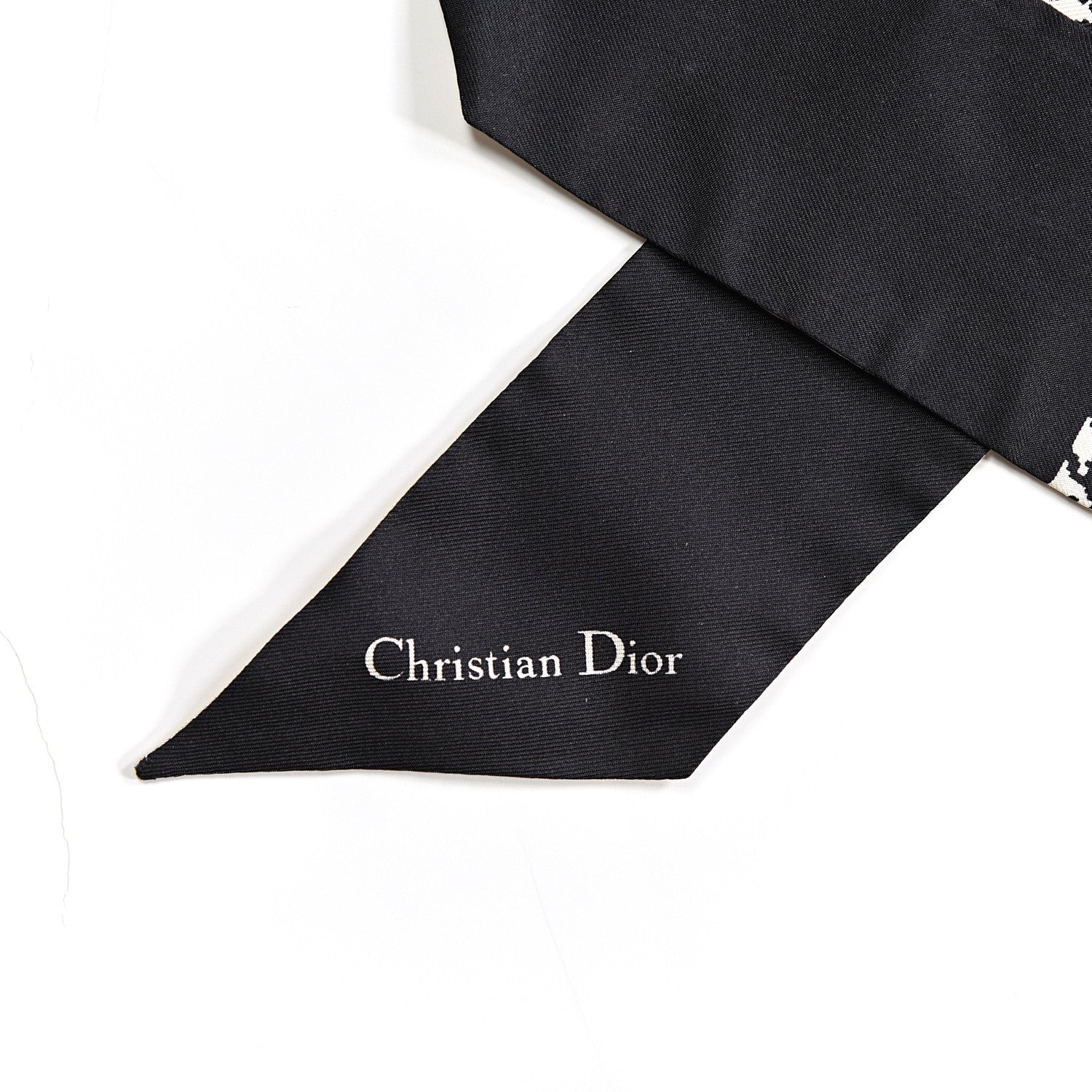 Christian Dior Silk 30 Montaigne Mitzah Scarf Black White 3 of 3