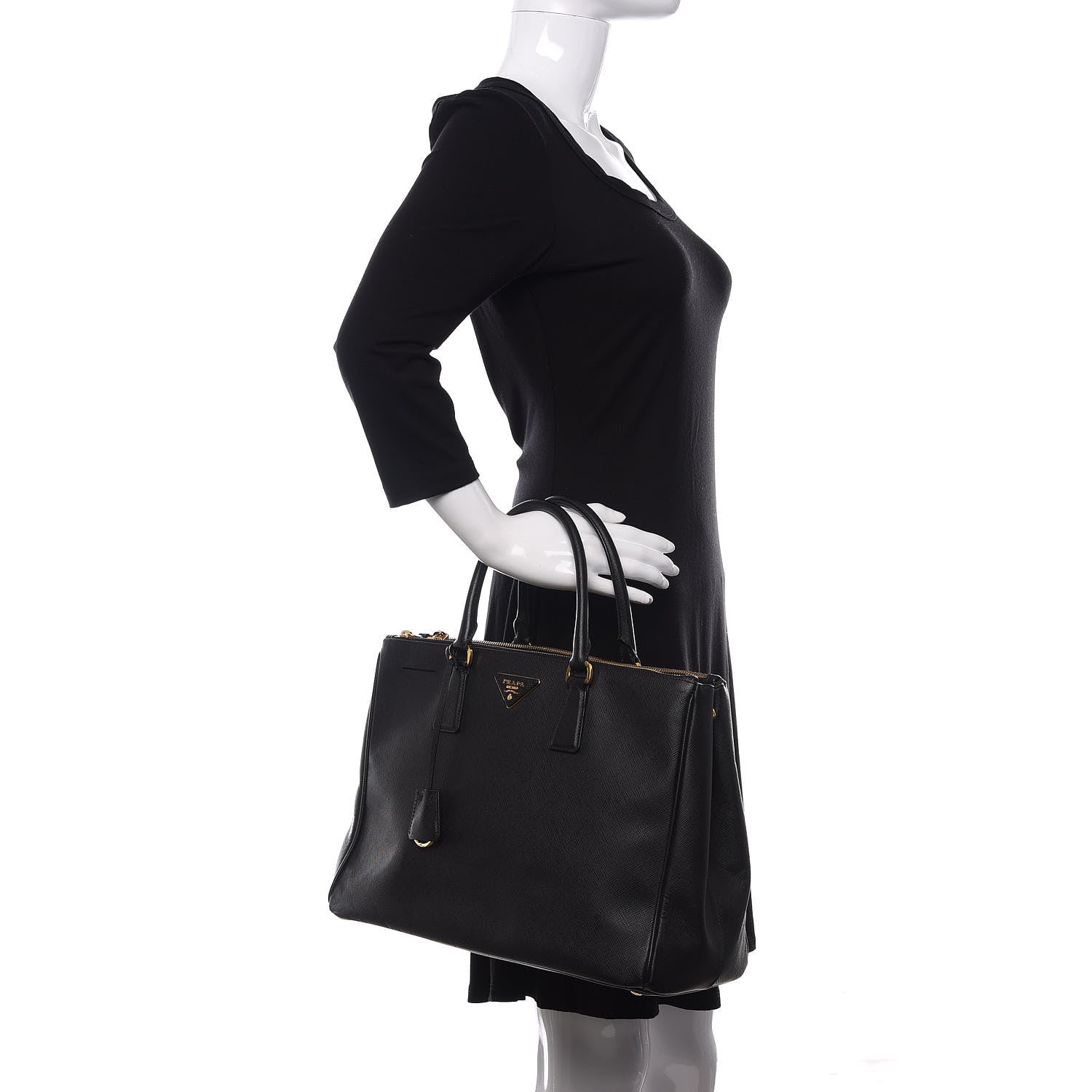 Prada Saffiano Large Galleria Double Zip Tote Black 2 of 10