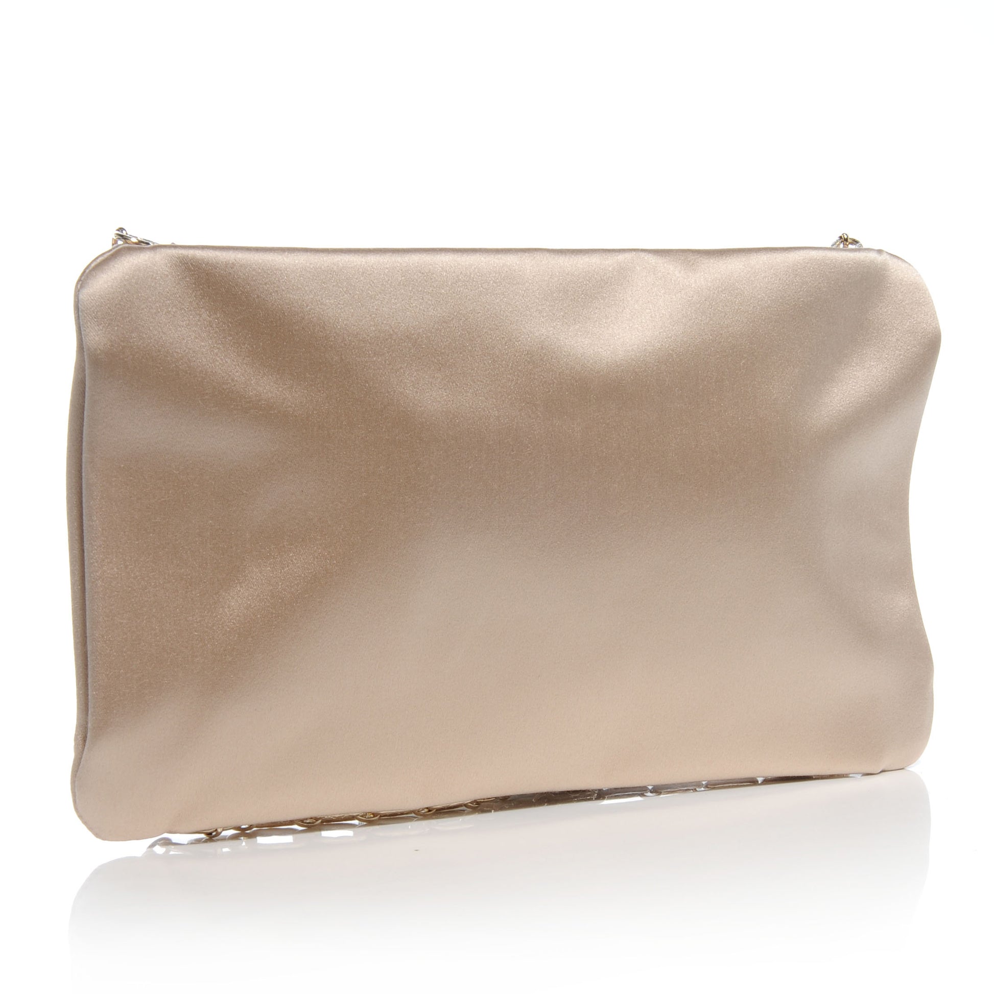 Chanel Satin Diamante Camellia Evening Clutch Bag Light Beige 3 of 8