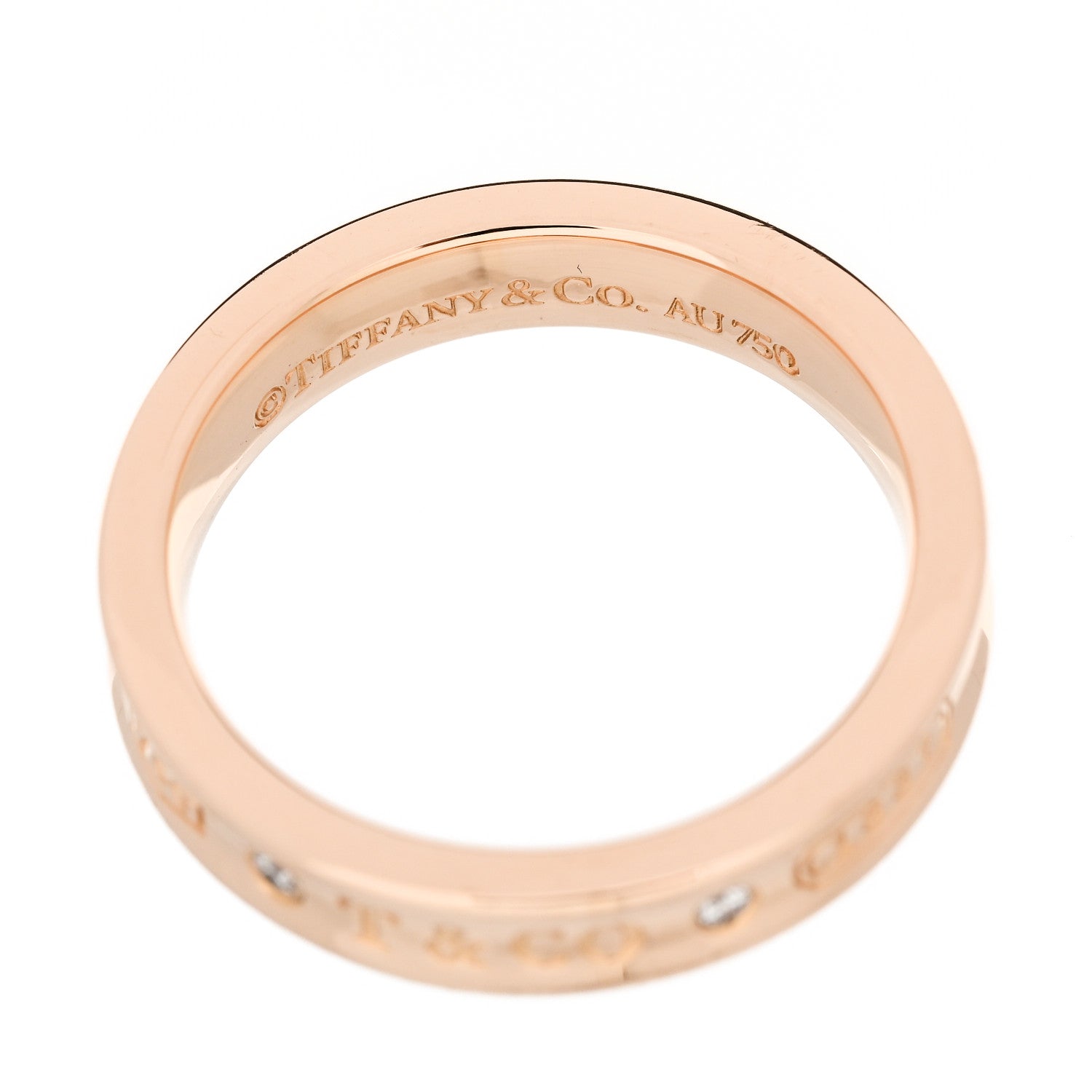 Tiffany 18K Rose Gold Diamond Narrow 1837 Ring 52 6 4 of 5