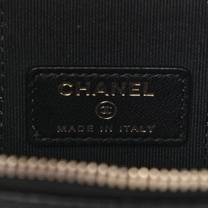 Chanel Lambskin Quilted Top Handle Mini Vanity Case With Chain Black 6 of 11