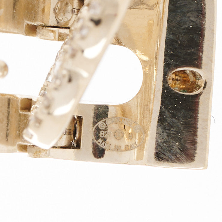 Chanel Crystal CC Hoop Drop Earrings Gold Pearly White 4 of 5