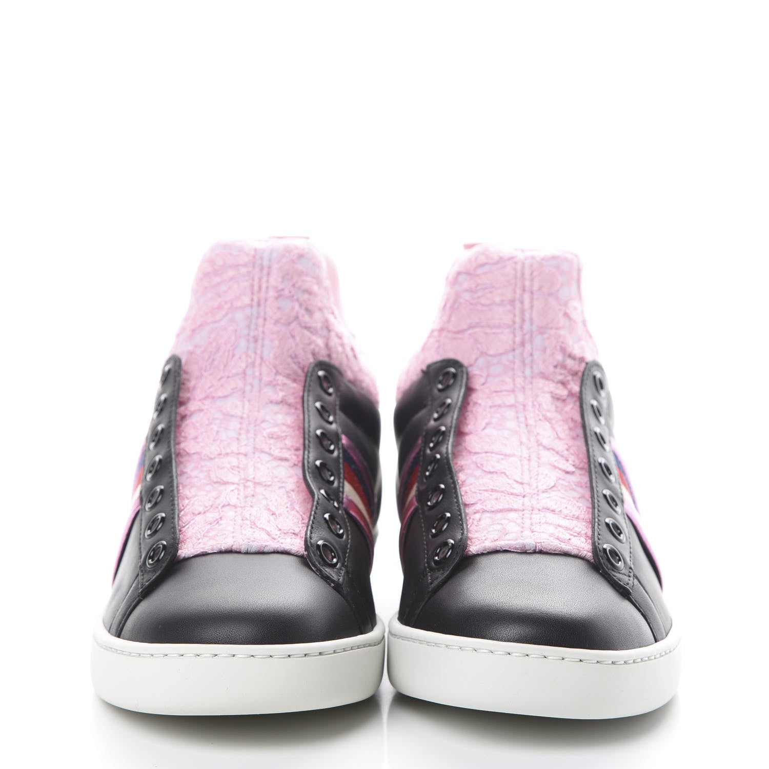 Gucci Calfskin Lace Sylvie Web Womens New Ace High Top Sneakers 36.5 Black 2 of 9