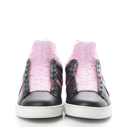 Gucci Calfskin Lace Sylvie Web Womens New Ace High Top Sneakers 36.5 Black 2 of 9