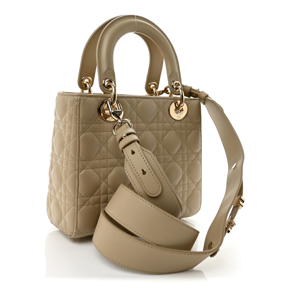 Christian Dior Lambskin Cannage Small My ABCDior Lady Dior Beige 3 of 10