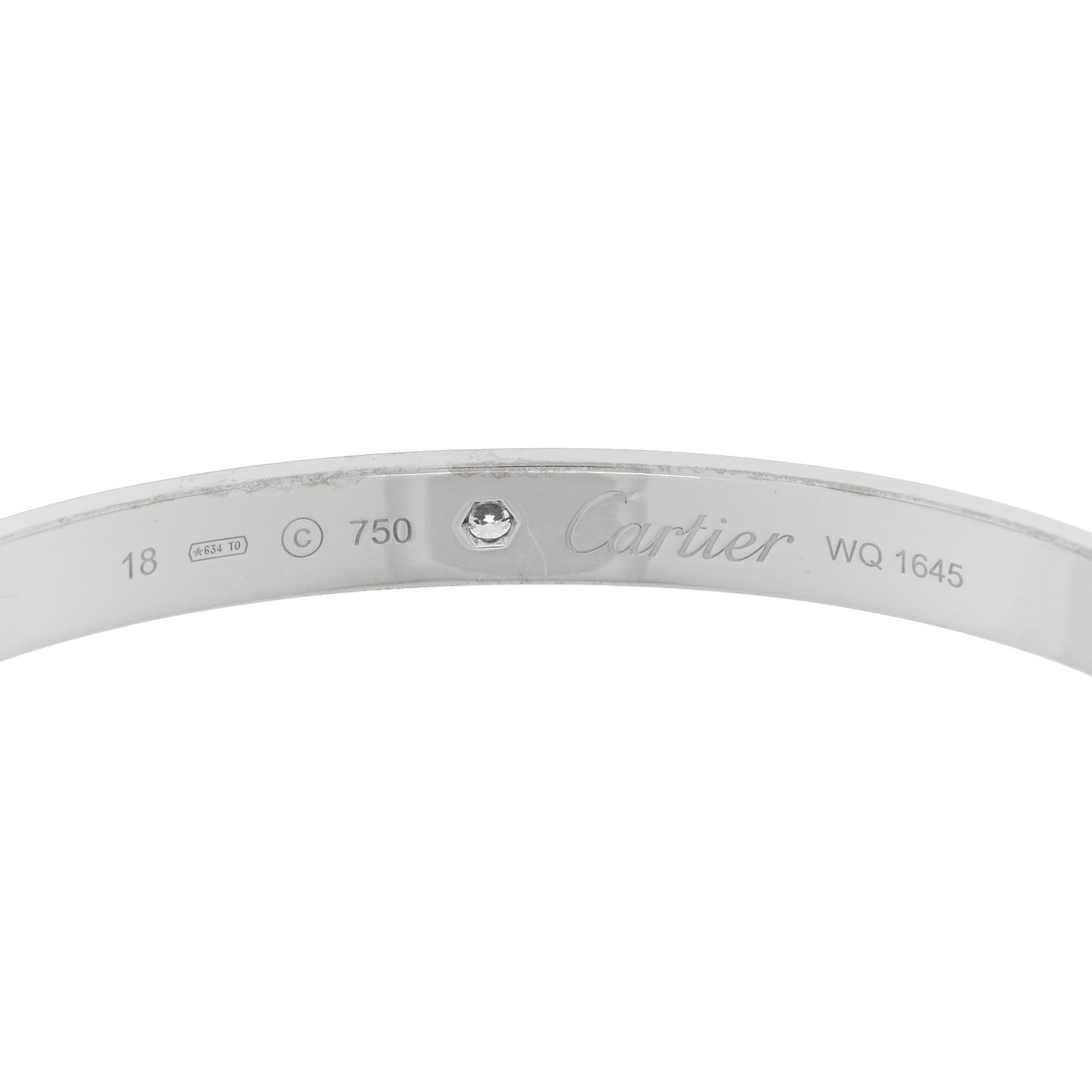 18K White Gold 1 Diamond LOVE Cuff Bracelet 18