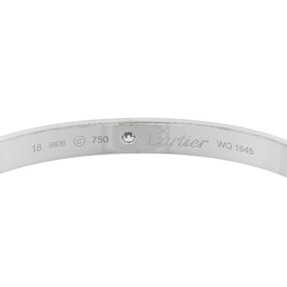 Cartier 18K White Gold 1 Diamond LOVE Cuff Bracelet 18 3 of 3