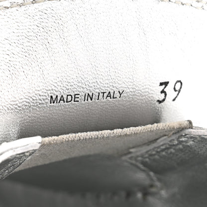 Prada Metallic Brushed Calfskin Metal Triangle Logo 50mm Loafers 39 Argento 8 of 11