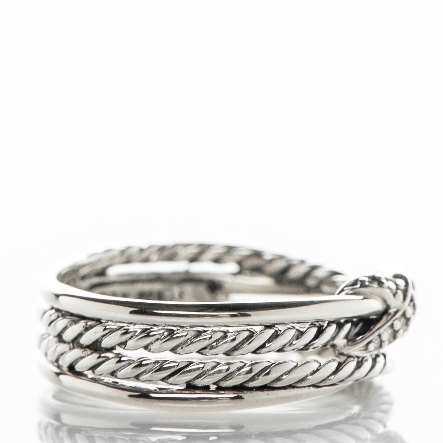 Sterling Silver Diamond X Crossover Ring 7.5