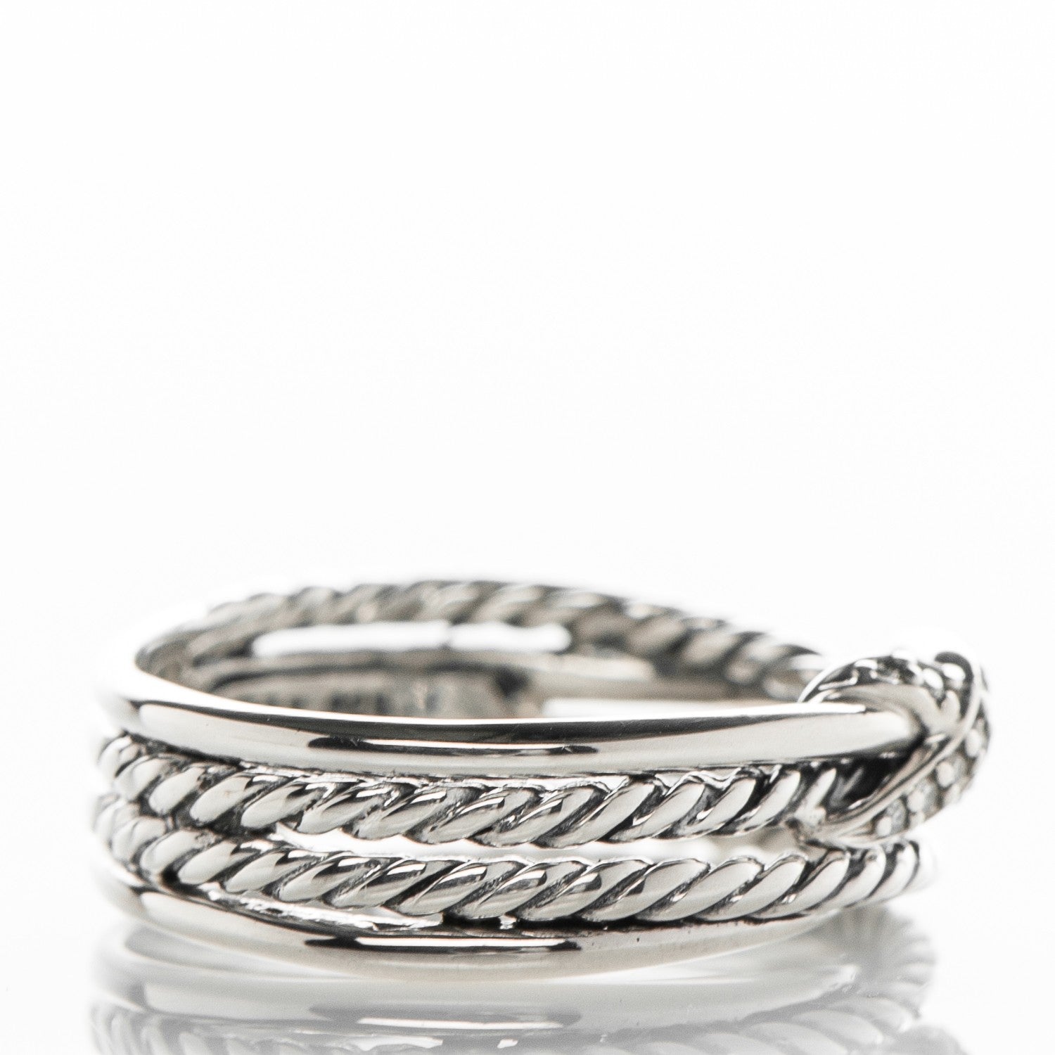 David Yurman Sterling Silver Diamond X Crossover Ring 7.5 4 of 6