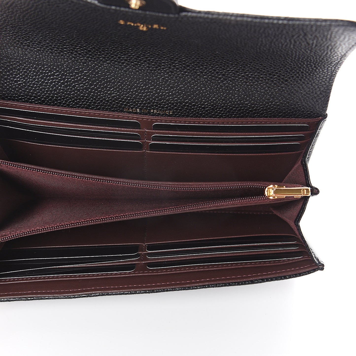 Caviar Quilted Large Gusset Flap Wallet Black