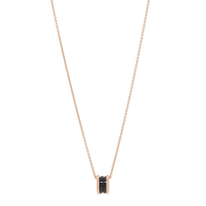 Bulgari 18K Rose Gold Black Ceramic Diamond B.Zero1 Pendant Necklace 1 of 4