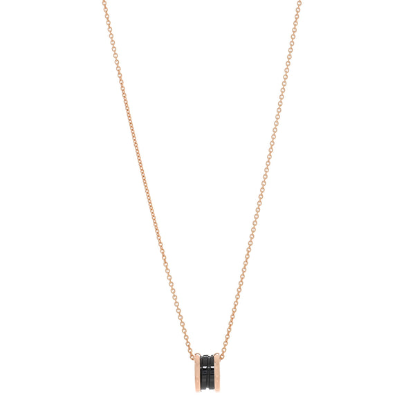 Bulgari 18K Rose Gold Black Ceramic Diamond B.Zero1 Pendant