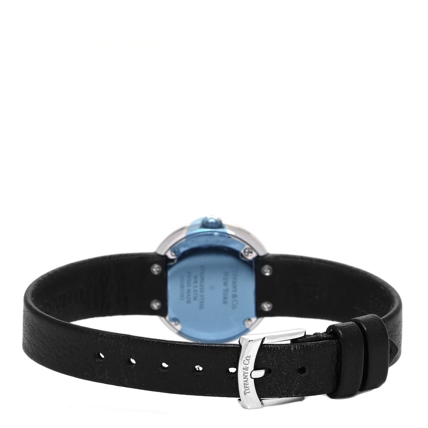 Stainless Steel Calfskin Diamond Bezel 24mm Atlas 2-Hand Quartz Watch Tiffany Blue