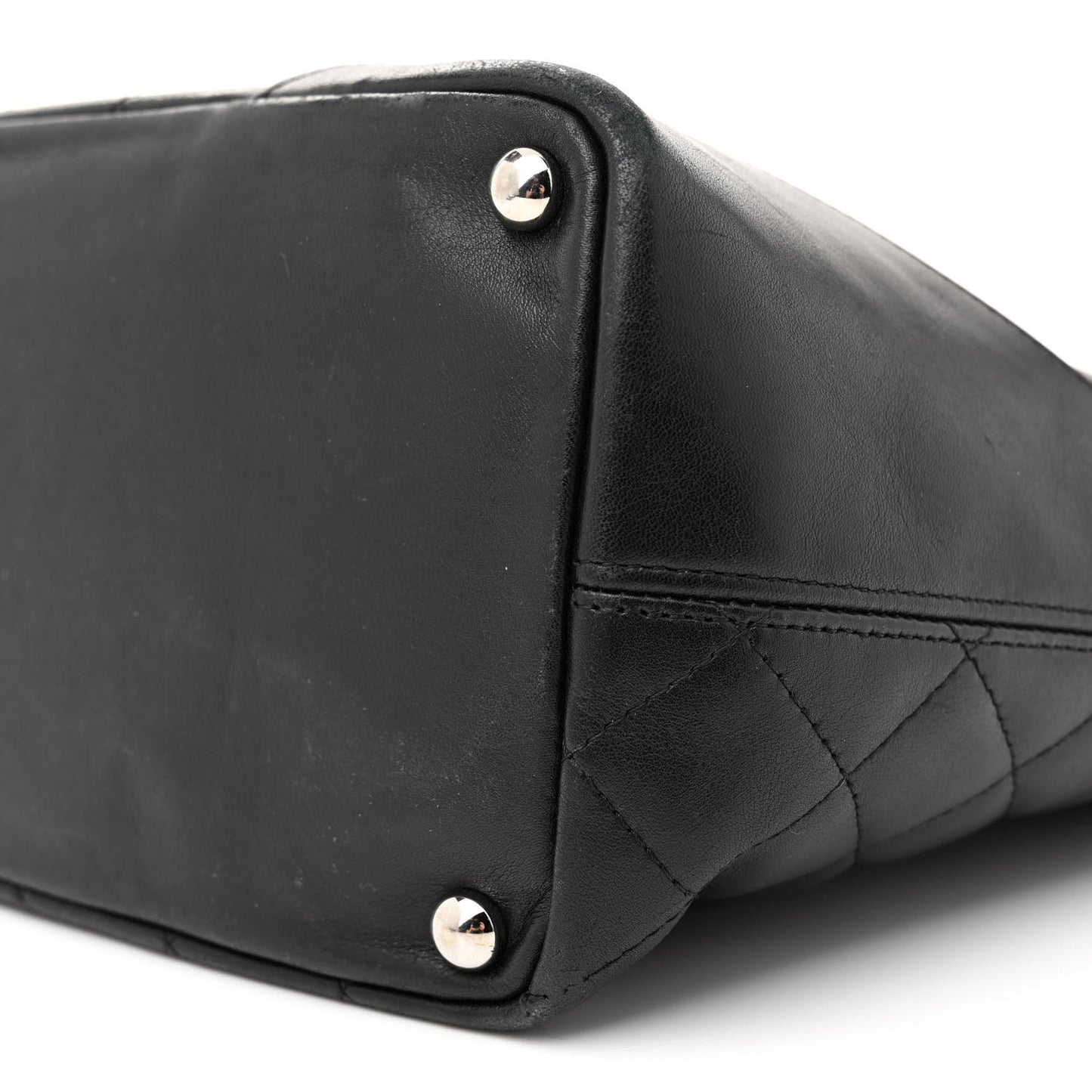 Calfskin Quilted Medium Cambon Tote Black White