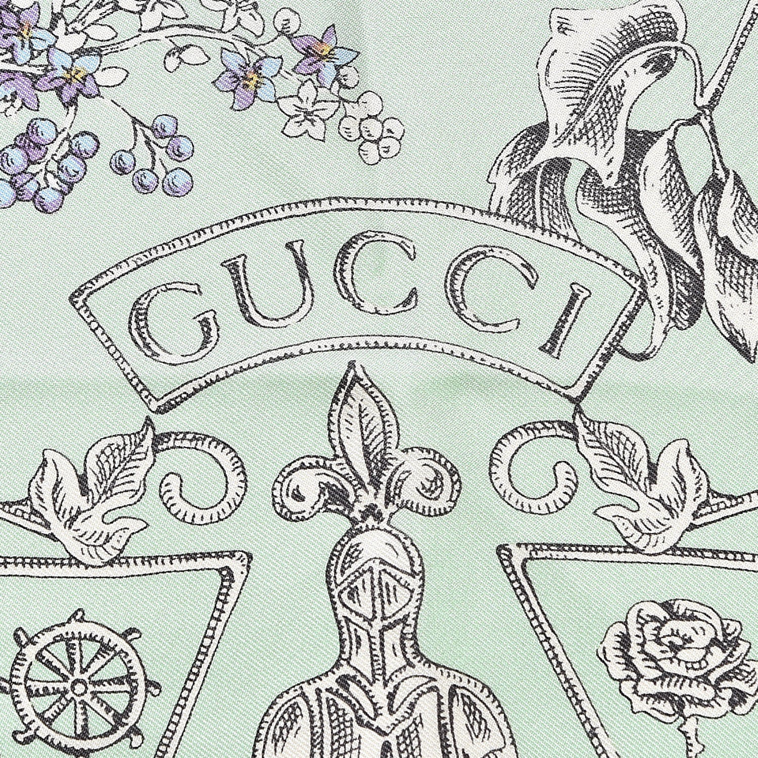 Gucci Silk Twill Wondergardenia Square Scarf Emerald 2 of 5