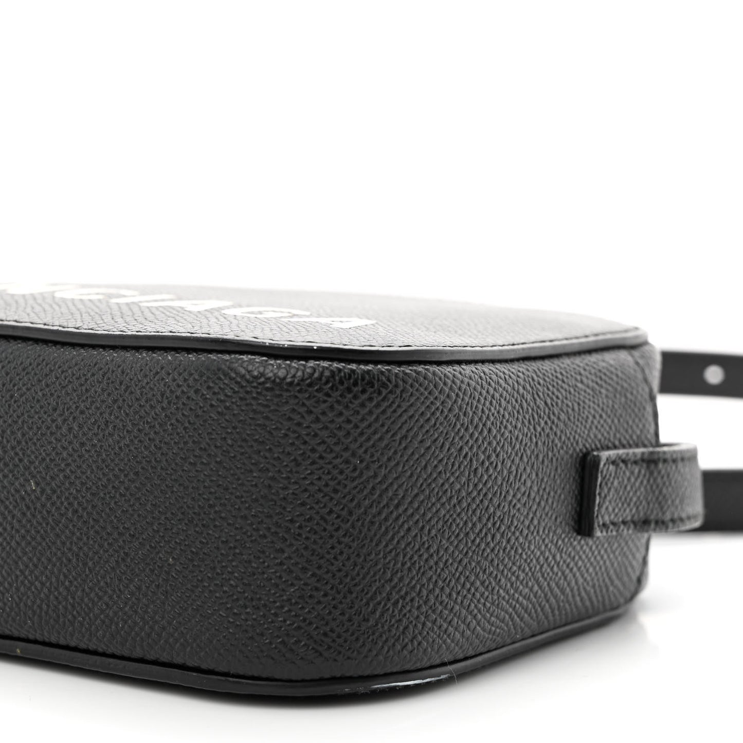 Signature Grained Calfskin Logo XS Ville Camera Bag Black White