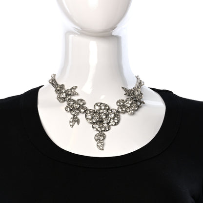 Chanel Crystal CC Flower Cluster Necklace Silver 3 of 6