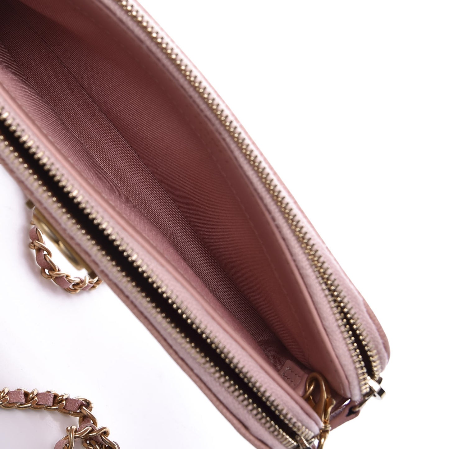Caviar Quilted Small Boy Clutch With Chain Pink