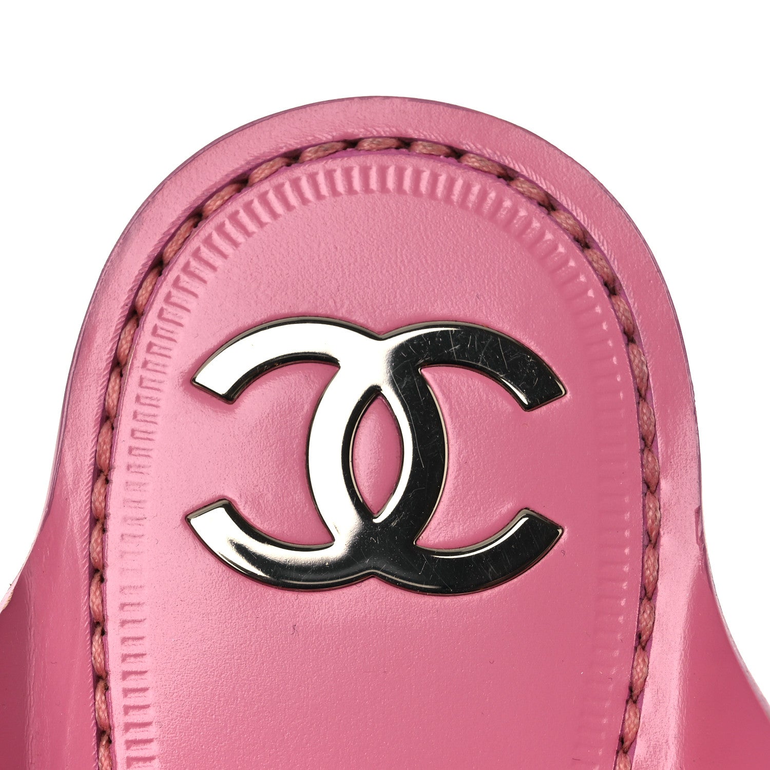 Chanel Calfskin Chain CC Thong Flat Sandals 40 Pink 40 Pink 9 of 12