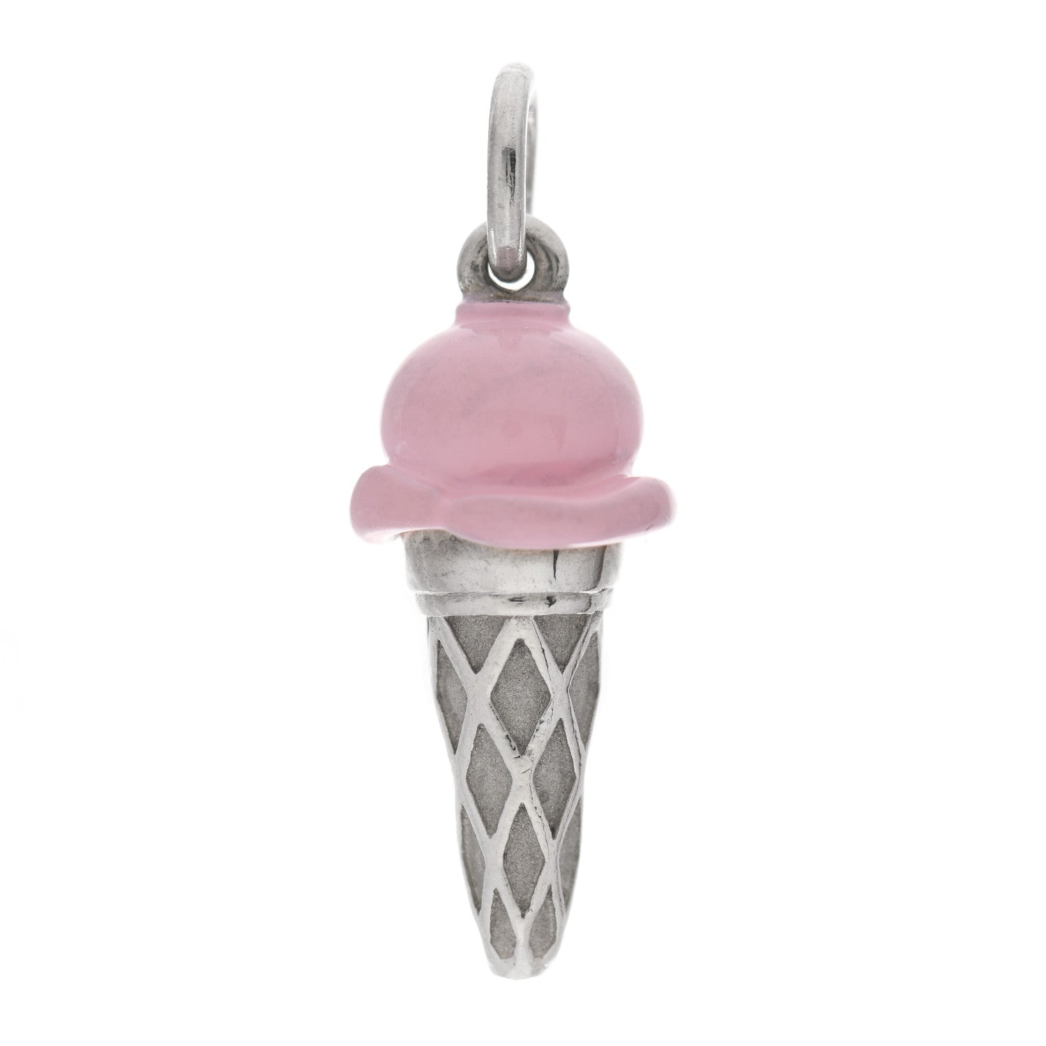 Tiffany Sterling Silver Enamel Ice Cream Cone Charm Pink 1 of 3