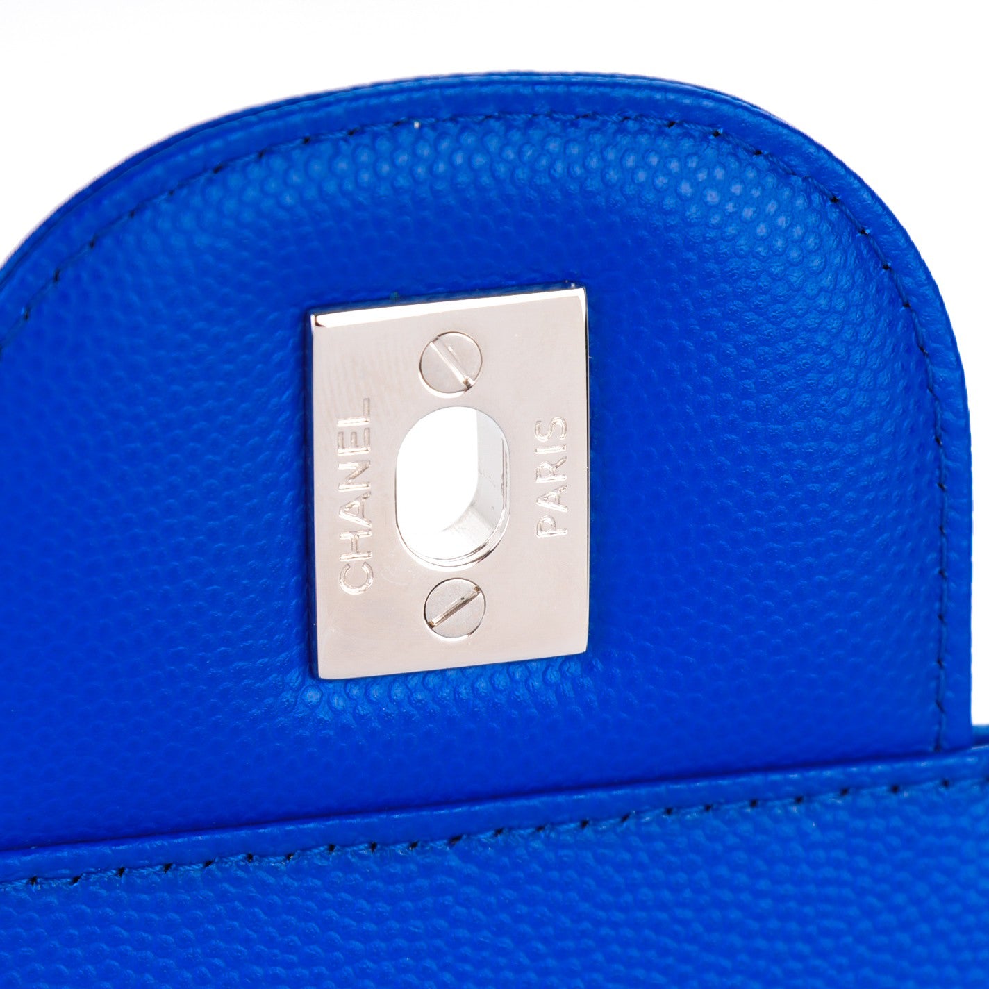 Chanel Caviar Chevron Quilted Jumbo Double Flap Bright Blue 6 of 8