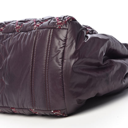 Chanel Nylon Quilted Tweed Stitch Bubble Tote Plum 13 of 15