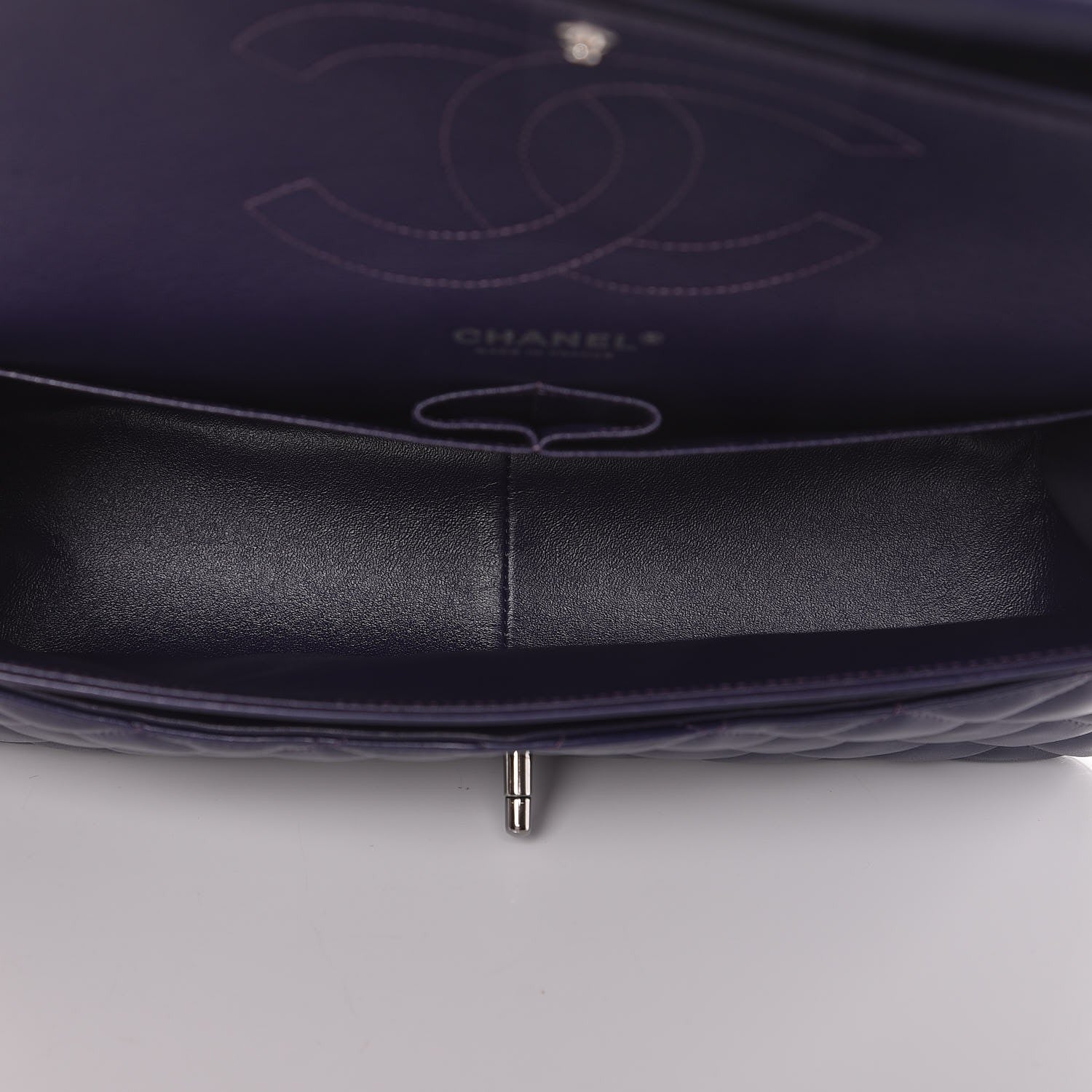 Chanel Lambskin Quilted Jumbo Double Flap Dark Purple 5 of 13