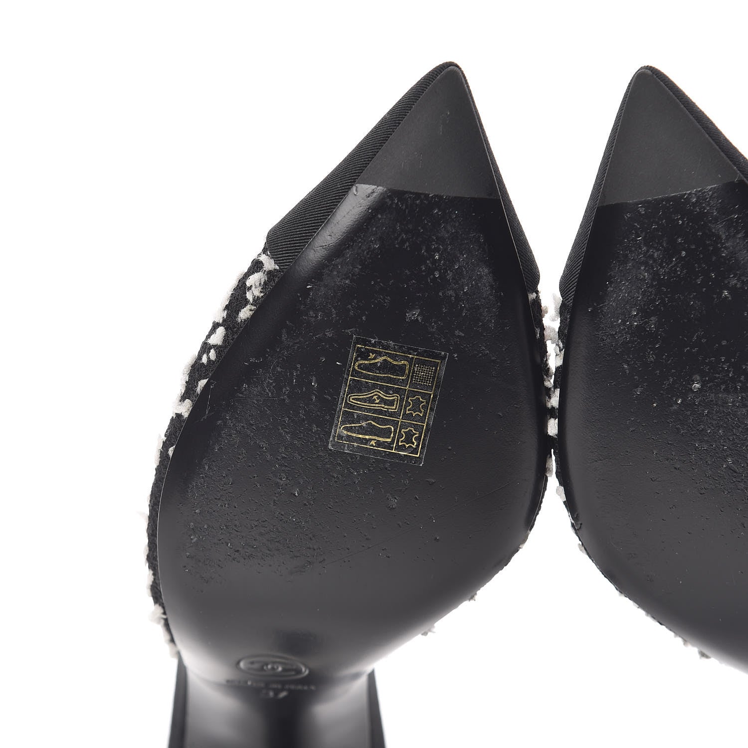 Chanel Tweed Grosgrain Pearl Mules 37 Black White 11 of 13