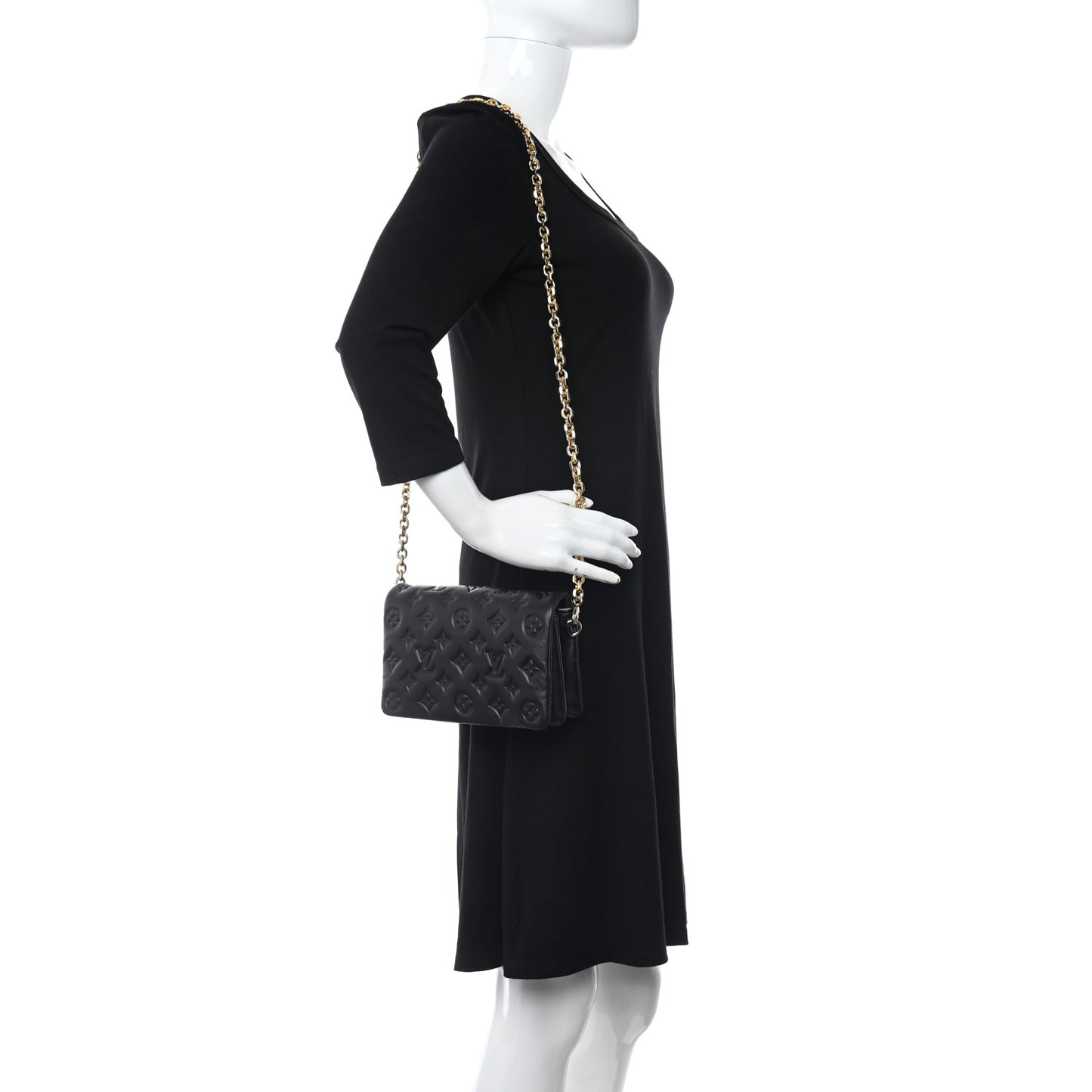 Lambskin Embossed Monogram Pochette Coussin Black