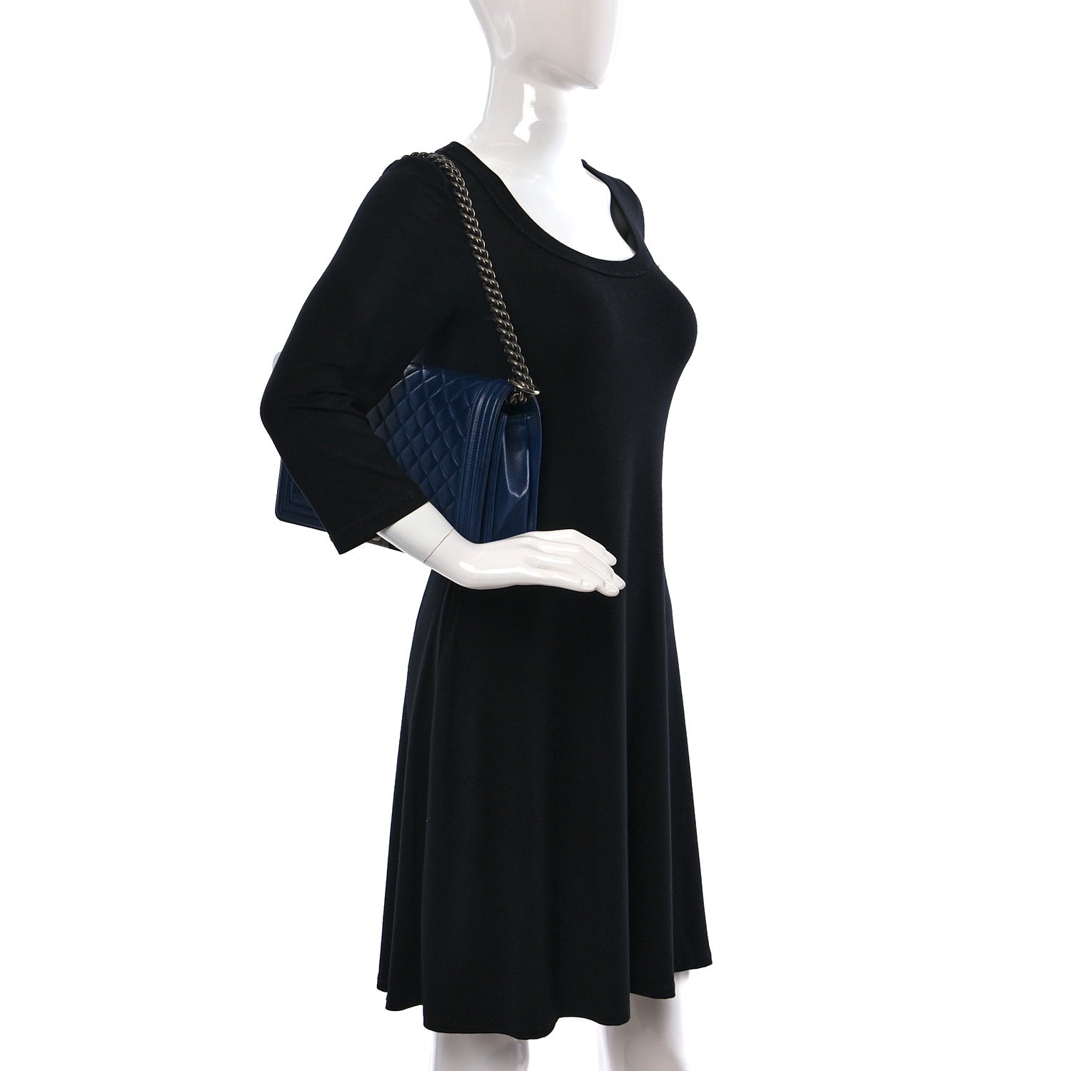 Chanel Calfskin Quilted New Medium Boy Flap Navy Blue 2 of 11