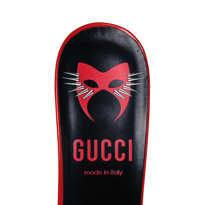Gucci Polished Calfskin Scarlet High Heel Slide Sandals 37.5 Heron Red 7 of 8