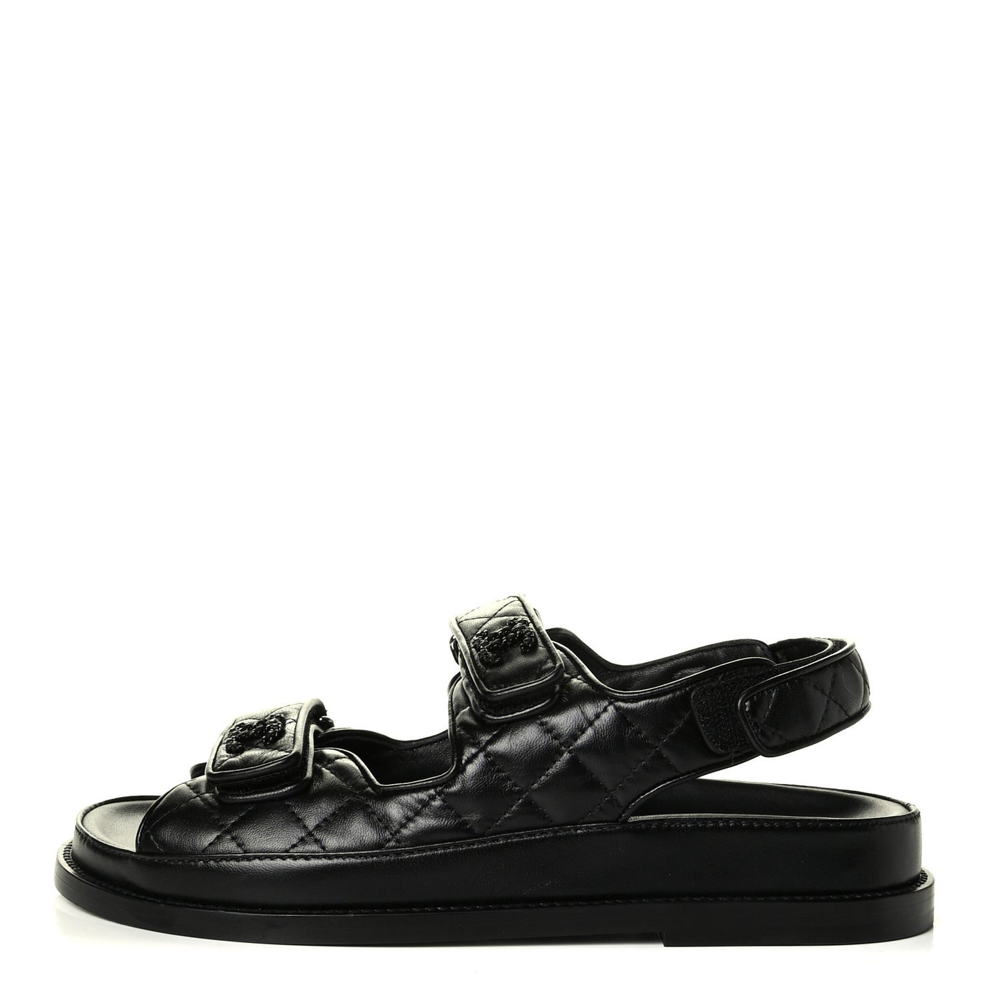 Lambskin Velcro Dad Sandals 38.5 Black