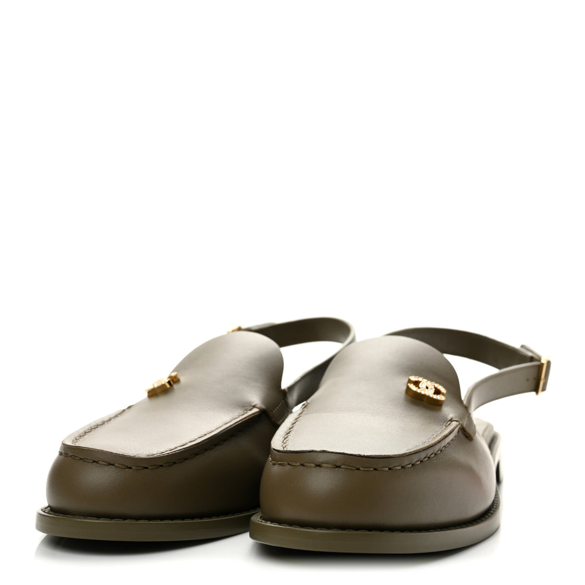 Chanel Calfskin Crystal CC Slingback Flats 39 Black 4 of 10