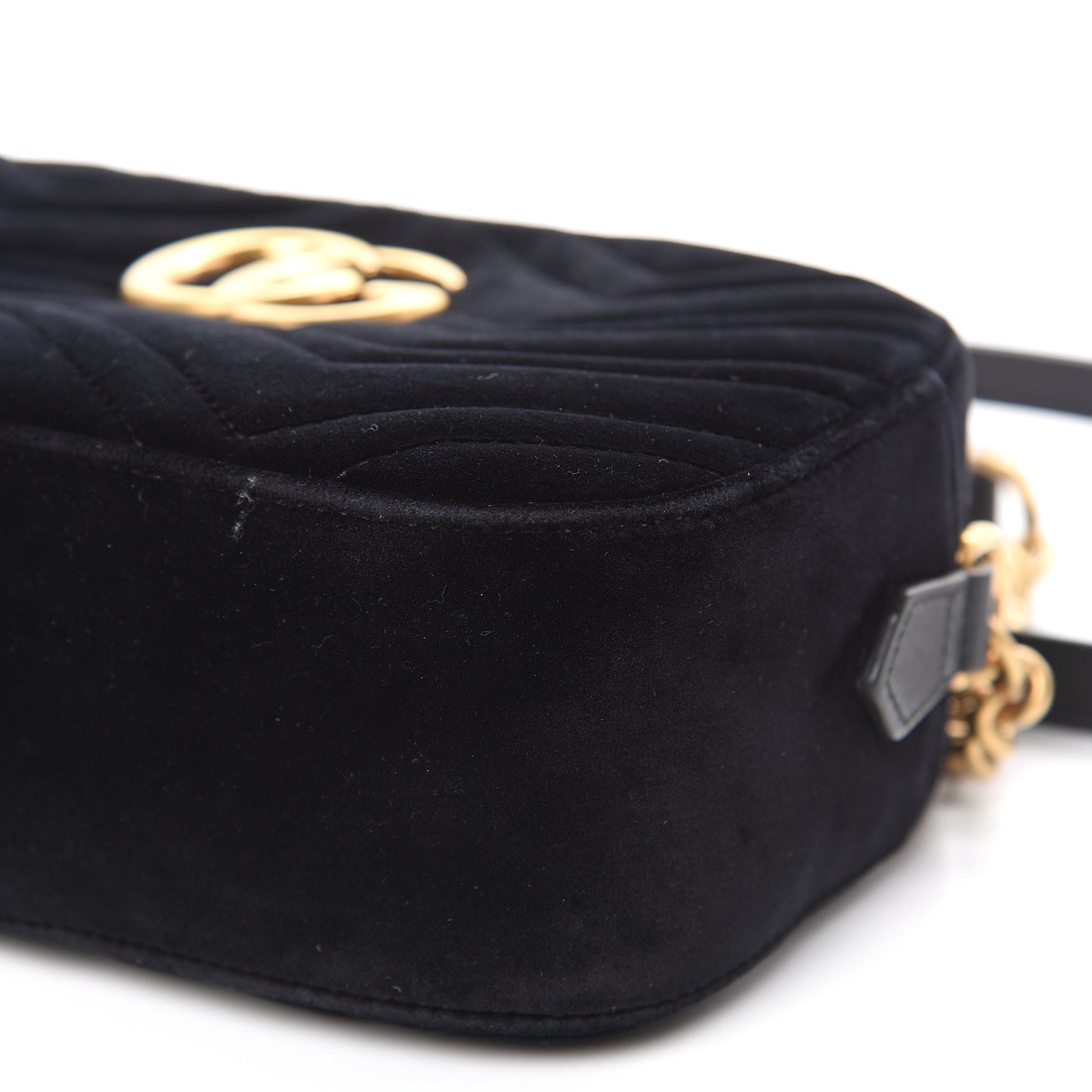 Velvet Matelasse Small GG Marmont Chain Shoulder Bag Black