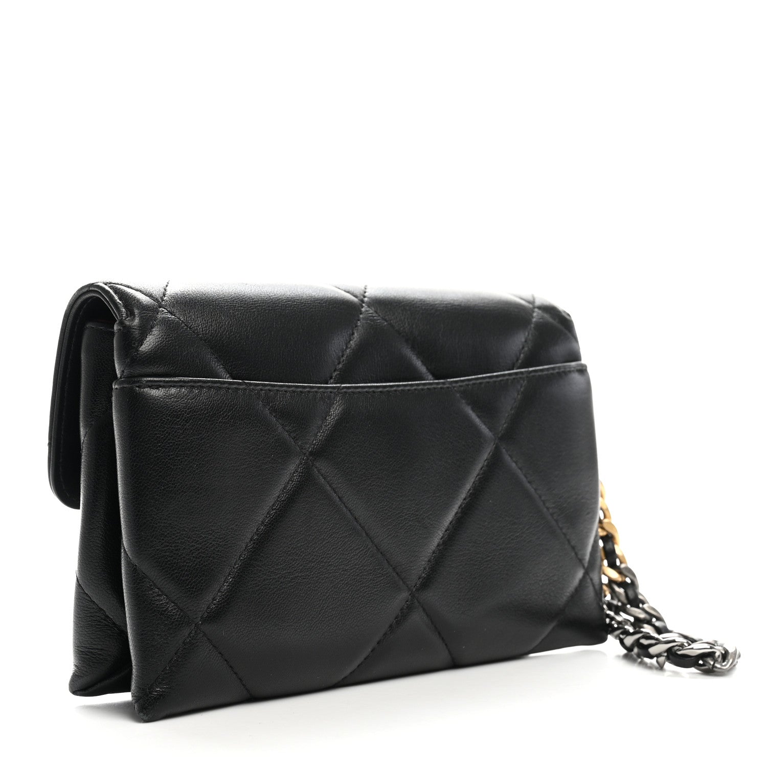 Chanel Lambskin Quilted Chanel 19 Flap Clutch Black 3 of 8