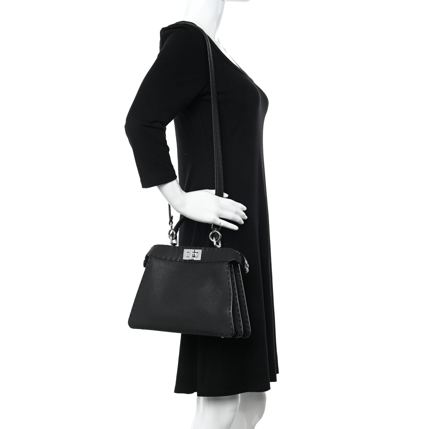 Fendi Cuoio Romano Selleria Chamois Small Peekaboo I SEE U Satchel Black Camel Sunflower 2 of 16