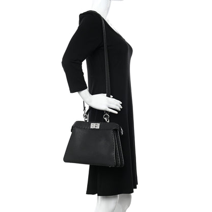 Fendi Cuoio Romano Selleria Chamois Small Peekaboo I SEE U Satchel Black Camel Sunflower 2 of 16