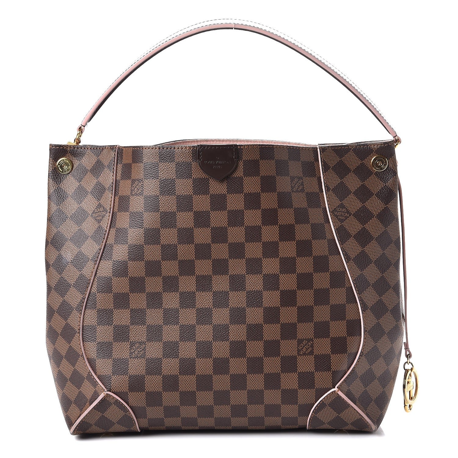 Louis Vuitton Damier Ebene Caissa Hobo Rose Ballerine 1 of 7