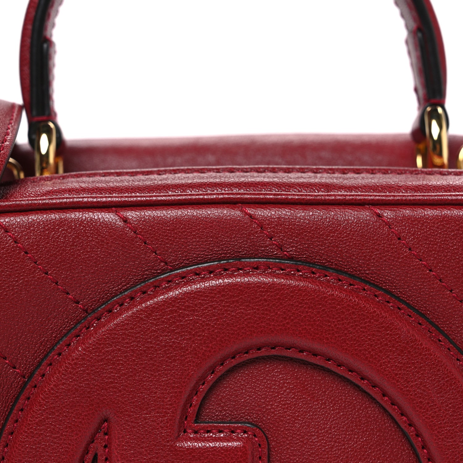 Gucci Sakai Be Green Calfskin Diagonal Stitched Blondie Top Handle Bag Rosso 8 of 10