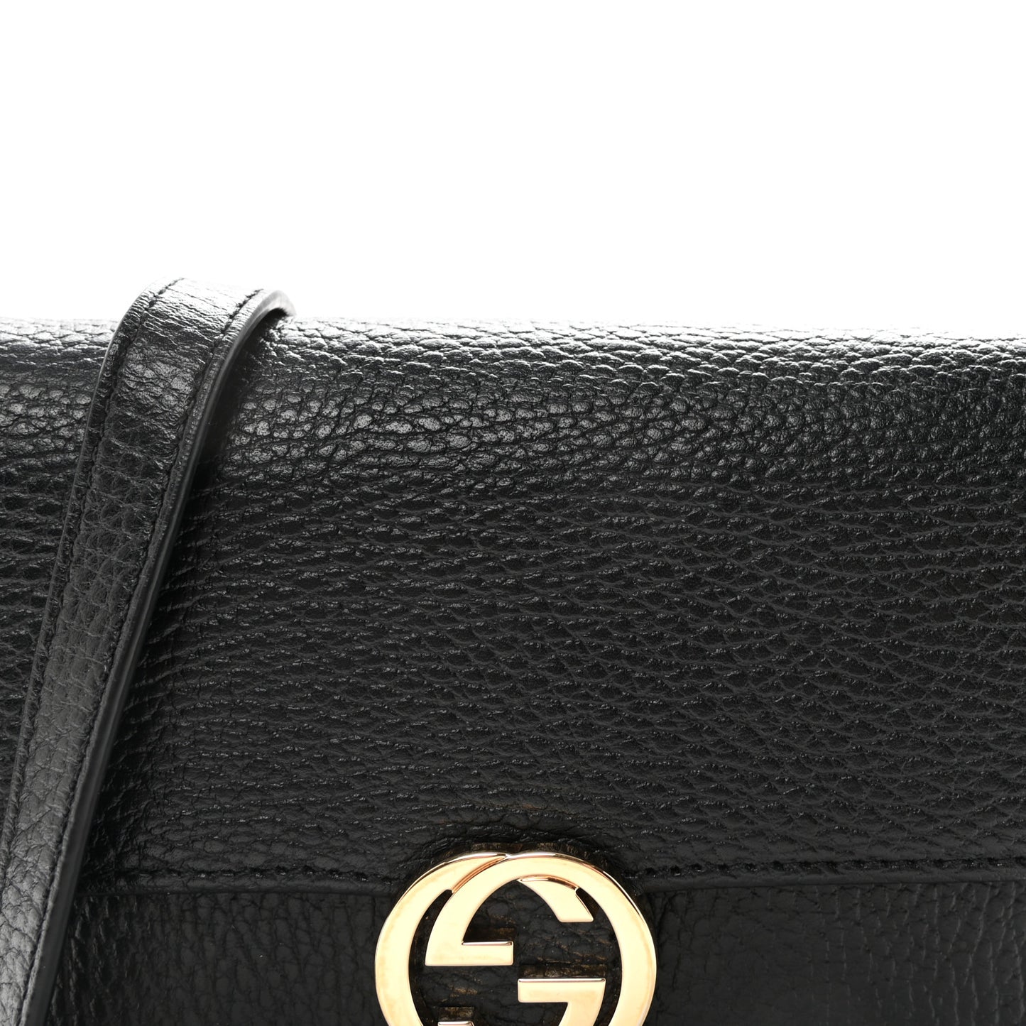 Dollar Calfskin Interlocking G Chain Wallet Black