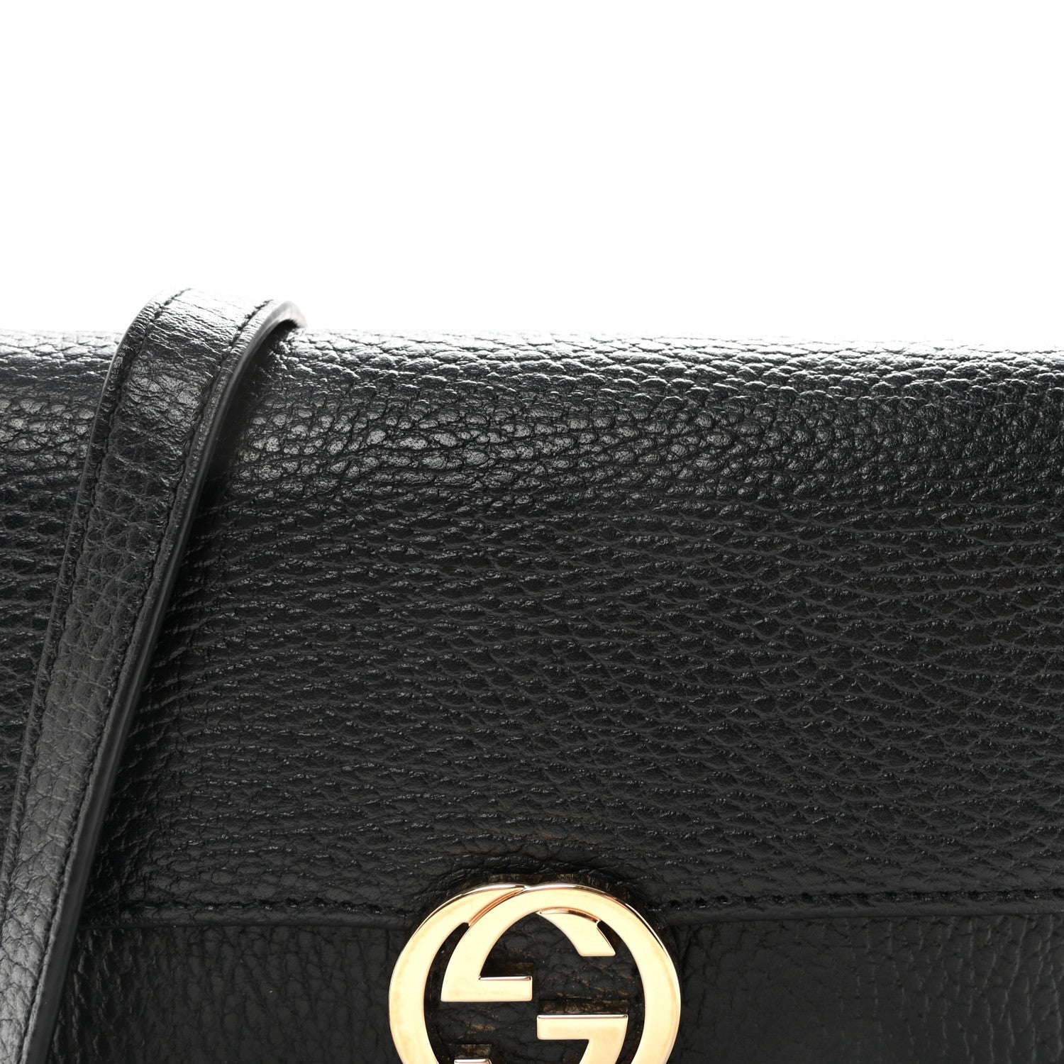 Gucci Dollar Calfskin Interlocking G Chain Wallet Black 7 of 9