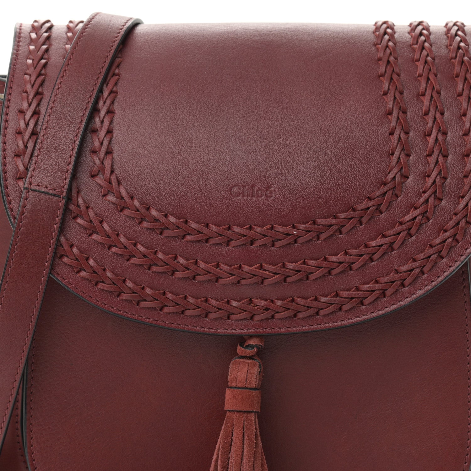 Chloe Calfskin Braided Medium Hudson Shoulder Bag Sienna Red 7 of 10